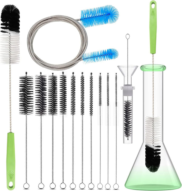 CUMFYHOUS 12 Pack Tube Pipe Cleaners Brush Kit, Bottle Cleaning Brush, Long Straw Brush, 17-inch Long Handle