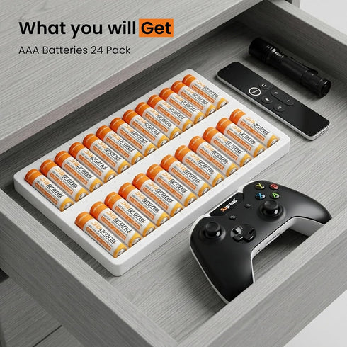 Sogrand Pack, 48 Count 24 24 1.5V 10 AA and AAA Batteries Combo AA and AAA, Alkaline Batteries, Year Shelf Life