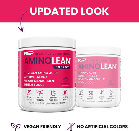 RSP NUTRITION AminoLean Pre Workout Powder, Amino Energy & Weight Management, 30 Serv