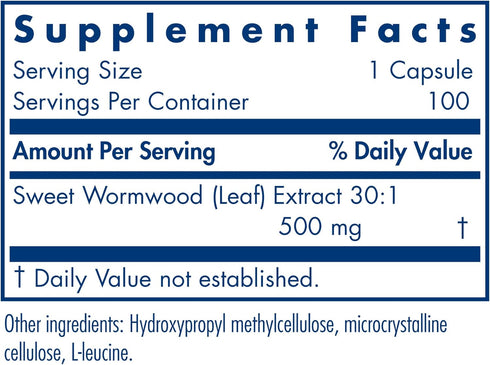 Allergy Research Group Artemisia Dietary Supplement - 100 Count, Sweet Wormwood Extract, Vegetarian