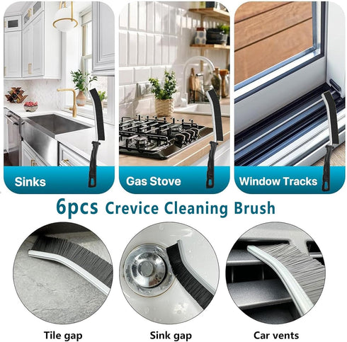 TURUM 12Pcs Set,Hard Crevice Cleaning Brush Bristle Cleaning Supplies for Kitchen, Bathroom, Corner, Grout, Sink, Cup