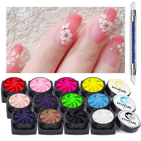 Ownest 12 Colors Sculpture Painting Nail Gel Set, 3D Nail Carved Gel Sculpture Creative Painting Glue