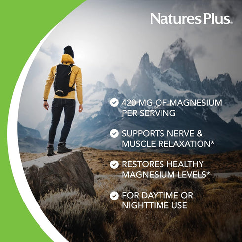 NaturesPlus Kalmassure Magnesium - 90 Vegan Capsules 400 mg for Natural Stress Relief & Muscle Relaxation - Gluten-Free