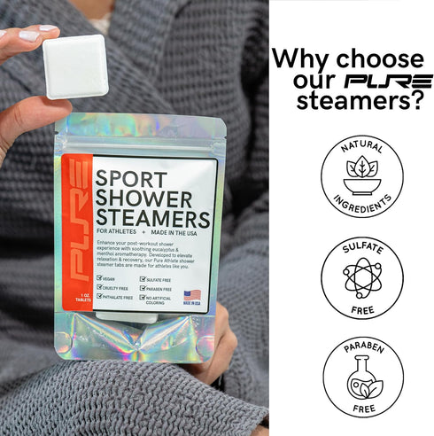 Sport Shower Steamers Made in USA with Natural Eucalyptus Essential Oil for Relaxation and Muscle Recovery
