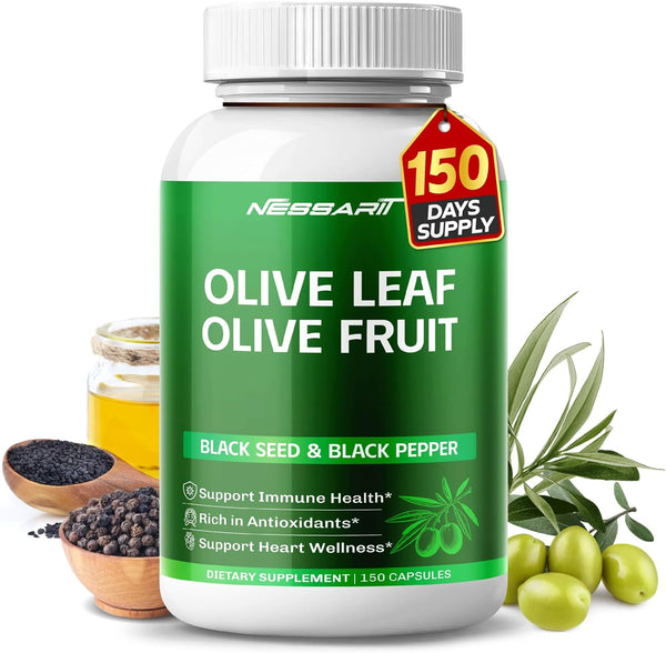 NESSARIT Olive Leaf & Olive Fruit 9,100mg with 60% Oleuropein & 60% Hydroxytyrosol