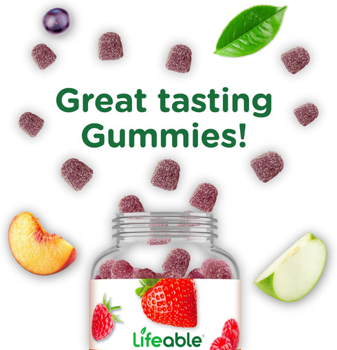 Lifeable Biotin Gummies - 10,000mcg, Great Tasting Hair Skin and Nails Gummies, GMO-Free Vegan Biotin Supplement, 90