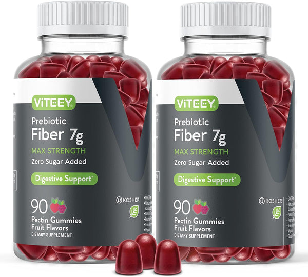 Prebiotic Fiber Gummies for Adults, 7g - Zero Sugar Added - Digestive Health Regularity & Natural Weight Support -