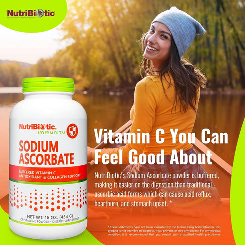 NutriBiotic Sodium Ascorbate Buffered Vitamin C Powder, 16 Oz | Vegan, Non-Acidic Immune Support