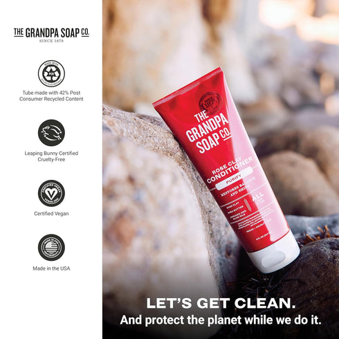 The Grandpa Soap Company Purifying Rose Clay Conditioner, 8 Fl Oz, Vegan & Sulfate Free