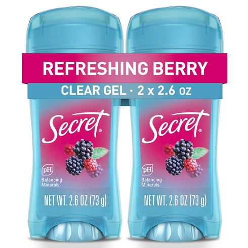 Secret Fresh Antiperspirant Deodorant for Women, 72hr Sweat & Odor Protection, Clear Gel, Berry Scent, 2.6 oz (Pack of
