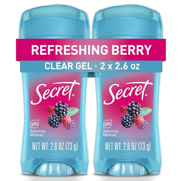 Secret Fresh Antiperspirant Deodorant for Women, 72hr Sweat & Odor Protection, Clear Gel, Berry Scent, 2.6 oz (Pack of