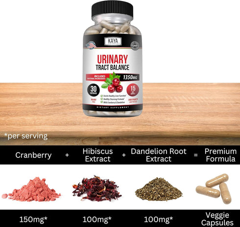 Kaya Naturals D-Mannose - Urinary Tract Cleanse & Bladder Health - Made with Cranberry, Hibiscus & Dandelion Root