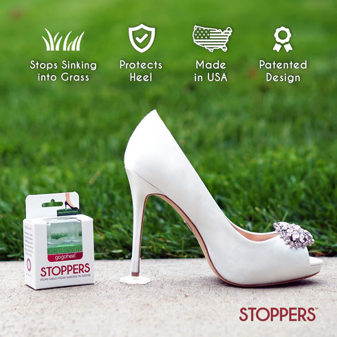 GoGoHeel STOPPERS Clear Heel Protectors for High Heels, Stop Sinking on Grass (X-Small, 1 Pair)