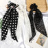 SUSULU Hair Scrunchies for Women, Solid Color Fabric Bobbles, Elastic Hair Ties (Black White)