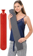 Peterpan Gray Classic Cable Knit Cover for Long Hot Water Bottle, BPA & Phthalates Free, Holds 90 Fl Oz, Grey