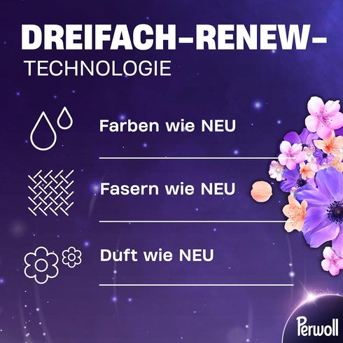 Perwoll (1x 27 Renew Sea of Flowers Detergent Wash Loads), Mild Deetergent Gently Cleanses and Renews Dark Colors