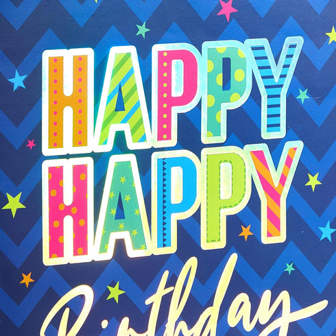 SUNCOLOR 13" Large Happy Birthday Gift Bag with Card and Tissue Paper (Blue Happy Birthday)
