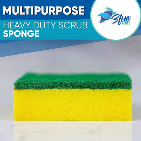 8 Pack Blue Turtle Multipurpose Sponges, Premium All Surface Cleaning Sponges, Odor Resistant for Stains and Grease