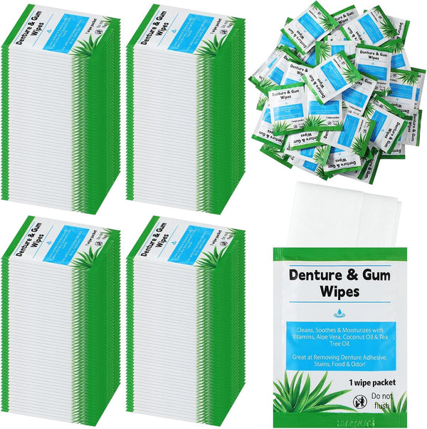 200 Pcs Denture Cleaning Wipes - Refreshes Gums, Deep Cleaning Wipes for Denture Adhesive, Food Debris, Stains