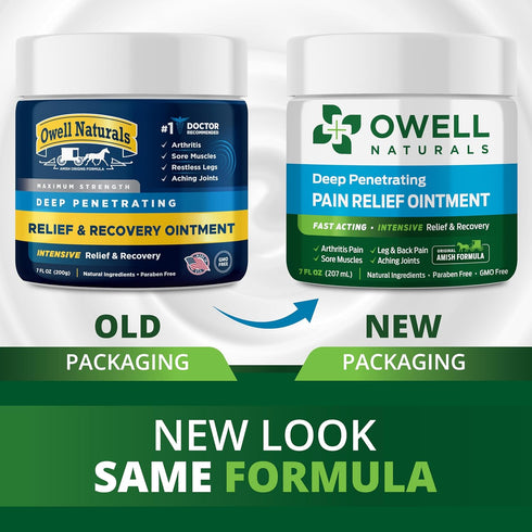 OWELL NATURALS Pain Relief Ointment 3.5 oz, All Natural Fast Acting Formula for Arthritis, Joint & Muscle Discomfort,