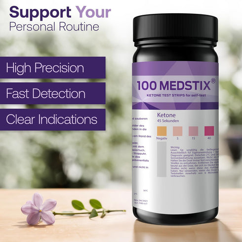 MEDSTIX 100 45 100-Count Ketone Test Strips for Self-Testing | Results in Seconds | Easy Urine Test Strips with Color
