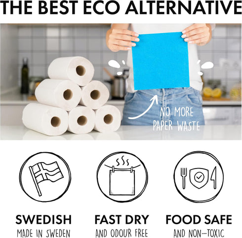 SUPERSCANDI Swedish Dishcloths - 10 Pack Eco Friendly Reusable Dish Cloths for Washing Dishes, Absorbent Rags