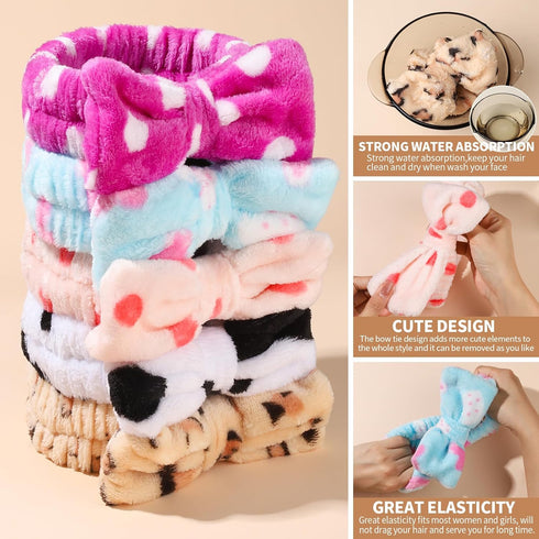 Teenitor Makeup Headbands, Bow Headbands, Spa Headbands for Washing Face, Fluffy Girls Skincare Headbands