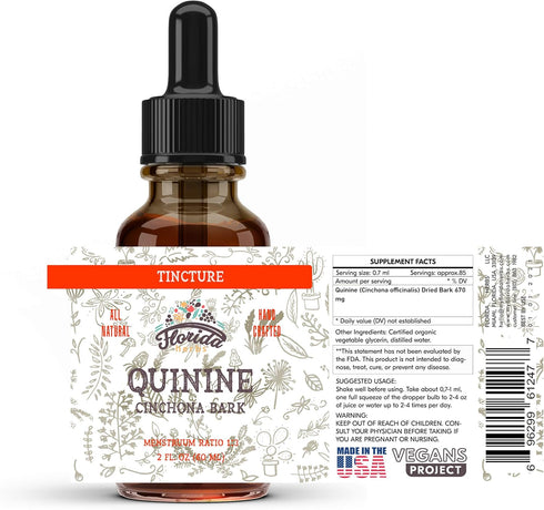 Quinine Tincture Extract, Herbal Supplement in Cold-Pressed Vegetable Glycerine, Non GMO Gluten Free