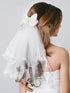 SWEETV Bridal Hair Bow Veil: White Bow Clip Pearl Accessories for Bachelorette Party and Bridal Shower Gift