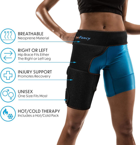 LotFancy Hip Brace with Hot Cold Pack, Gel Ice Pack Groin Wrap Support for Men and Women