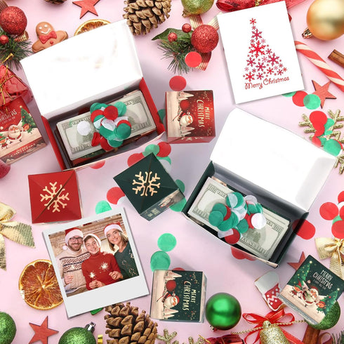 Seeroze BABORUI Christmas Surprise Gift Box with Confetti, Money Box for Cash Gift (Green Snowman)