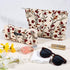 2Pcs Cute Floral Makeup Bag Set, Large Small Zipper Makeup Pouch for Women Girls, Aesthetic Portable Toiletry Bag (Red