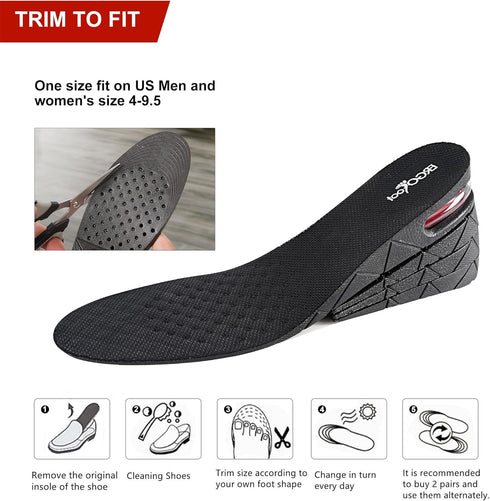 ERGOfoot Height Increase Insoles for Men Women - Adjustable Invisible Shoe Lifts & Height Boosters