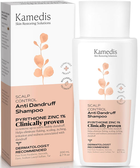 KAMEDIS Anti Dandruff Shampoo 6.7 Fl Oz for Women & Men | Seborrheic Dermatitis Treatment for Itchy, Red Scalp & Flaky