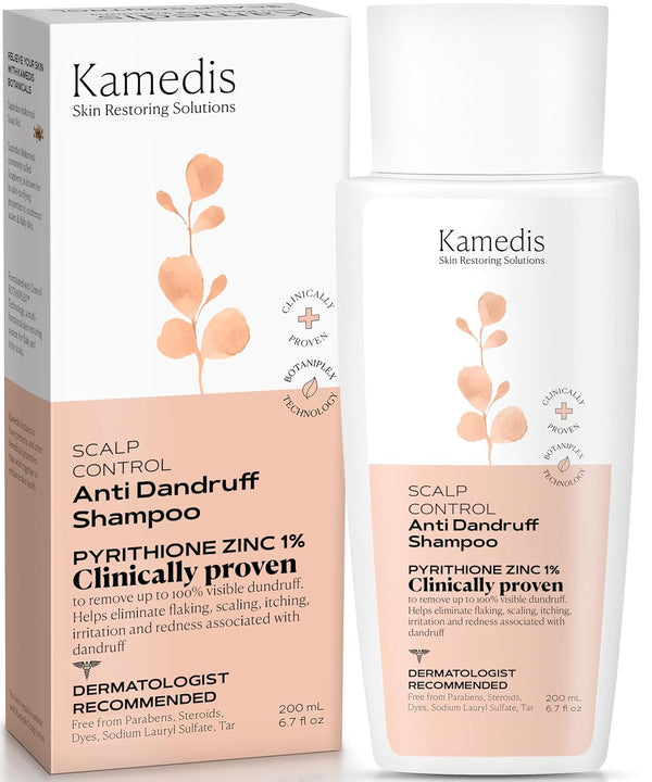 KAMEDIS Anti Dandruff Shampoo 6.7 Fl Oz for Women & Men | Seborrheic Dermatitis Treatment for Itchy, Red Scalp & Flaky