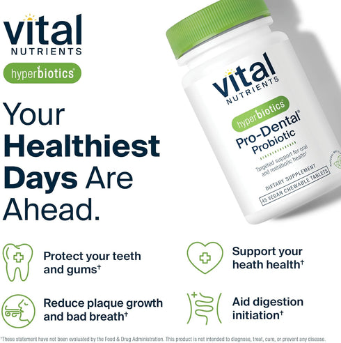 Hyperbiotics Vital Nutrients Pro Dental Probiotic, Clinically Studied BLIS K12 and M18, 45 Mint Tablets