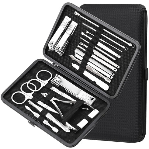 Manicure Set, 20 Pieces Stainless Steel Nail Clippers Pedicure Kit, Professional Grooming Tools with Travel Case