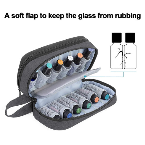 LUXJA Essential Oil Carrying Case, Holds 12 Bottles (5ml-15ml), Portable Double-Layer Organizer, Black
