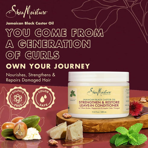 SheaMoisture Jamaican Black Castor Oil Leave In Conditioner 11.5oz | Pure Oil to Soften and Detangle Hair