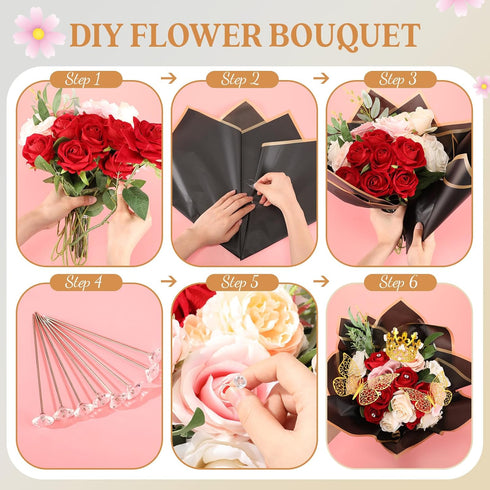 Misdary 20 Sheets Flower Wrapping Paper, Waterproof Floral Bouquet Gift Wrapping Paper for DIY Craft