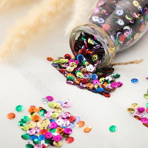 Loose 6 mm Round Rainbow Sequins with Holes for Crafts, Storage Box Included, Iridescent Spangles for Jewelry Making