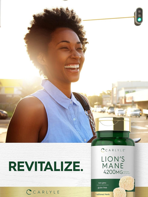 Carlyle Lions Mane Supplement Capsules | 4200mg | 60 Count | Vegetarian, Non-GMO, Gluten Free