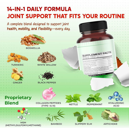 PEAKPURY All-in-1 150 Boswellia, Turmeric, White Willow & Ginger Supplement Supports Joint Comfort, Flexibility