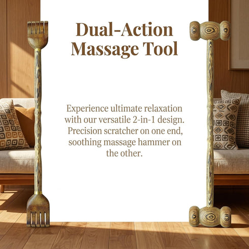 mikabaka 2-in-1 Hammer, Solid Wood Back Scratcher & Massage Dual-Use Natural Wooden Tool for Itch Relief and Muscle
