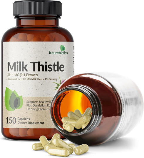 Futurebiotics Milk Thistle Silymarin Marianum & Dandelion Root, 150 Capsules, Antioxidant Support, Detox, Liver Health