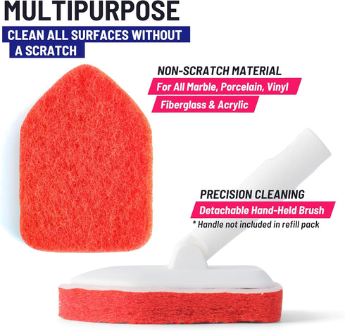 Replacement Scrubber Sponge Head for Extendable Tub Tile Shower Scrubber, Non-Scratch (2X Scrubber Sponge Red)