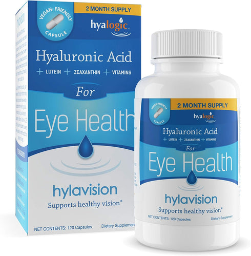 HylaVision Eye Health Supplements, Hyaluronic Acid, Lutein, Zeaxanthin for Vision Support (120 Capsules)