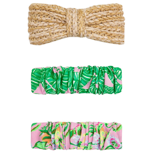 Lilly Pulitzer Hair Barrettes for Women, Assorted Cute Hair Clips/Bow Clips, Fabric Patterned Hairclip Set of 3