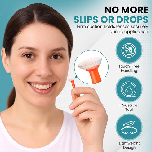 Sports Vision's 3 Pieces Orange Contact Hard Lens Only Suction Holder Inserter/Remover for Prosthetic Eyes & Scleral
