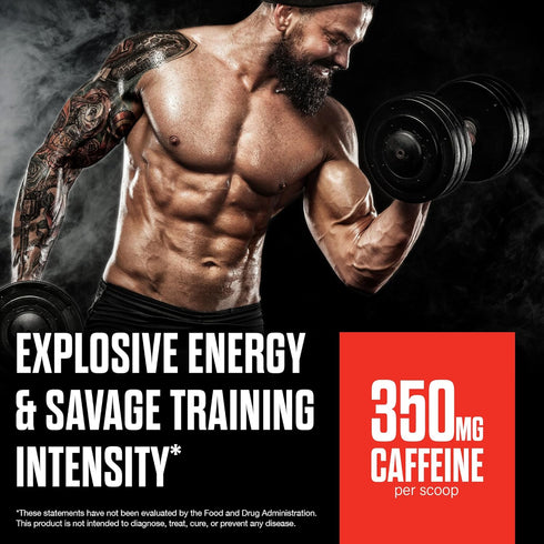 JNX SPORTS The Shadow! 350mg Caffeine Hard Core Preworkout, Electric Energy, Mental Focus, Fruit Punch, 30 Servings